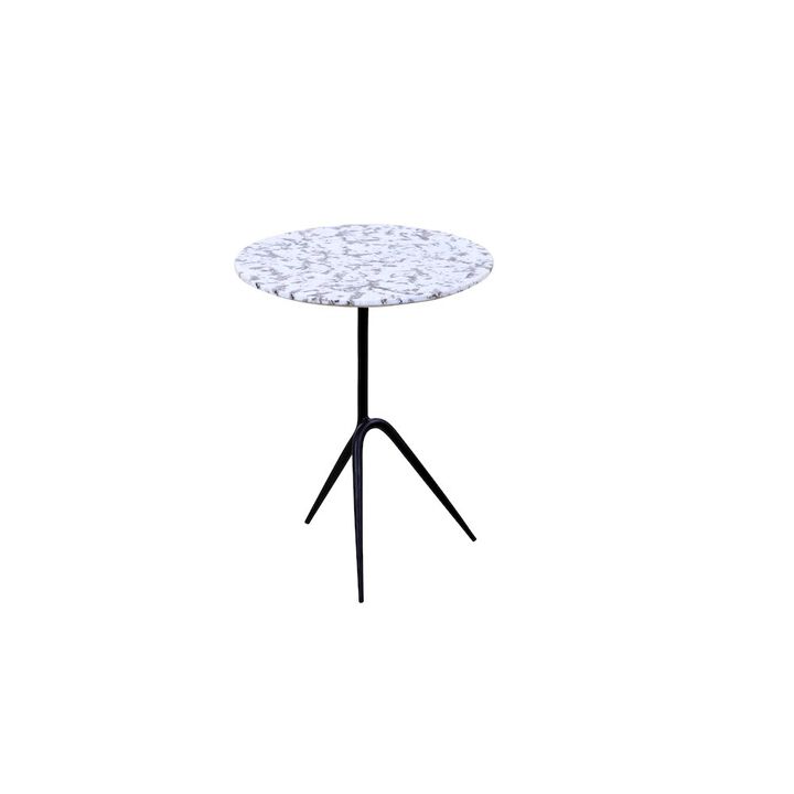 World Interiors Glacier 18 Accent Table with Alaska White Marble