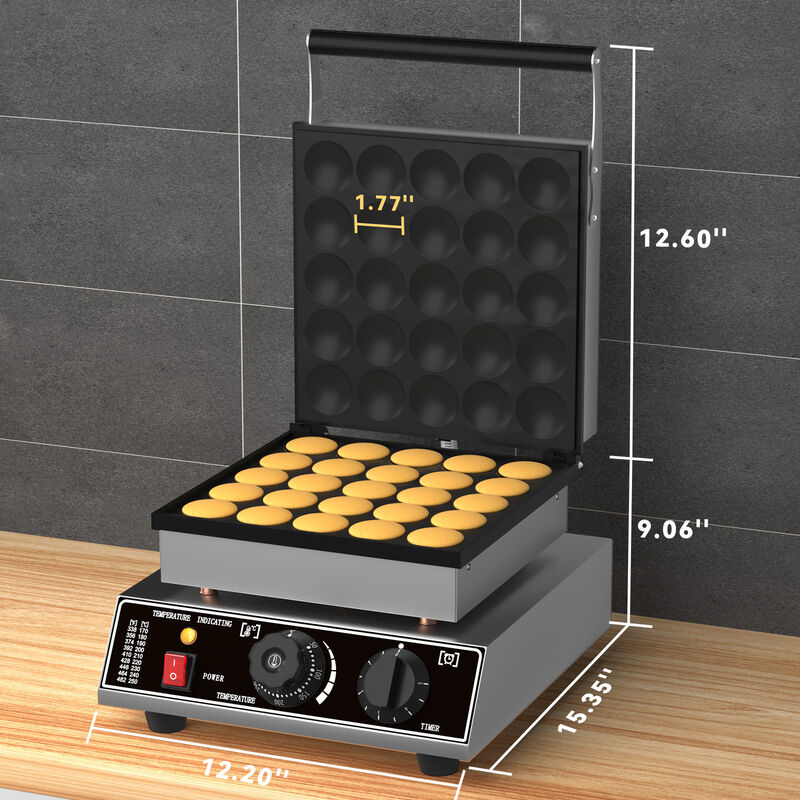 1750W Stainless Steel Poffertjes Maker, Nonstick Pancake Machine with Time&Temp Control-Even Heating image number 4