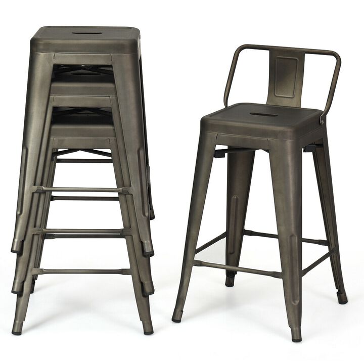 24" Set of 4 Cafe Side Chairs with Rubber Feet and Removable Back