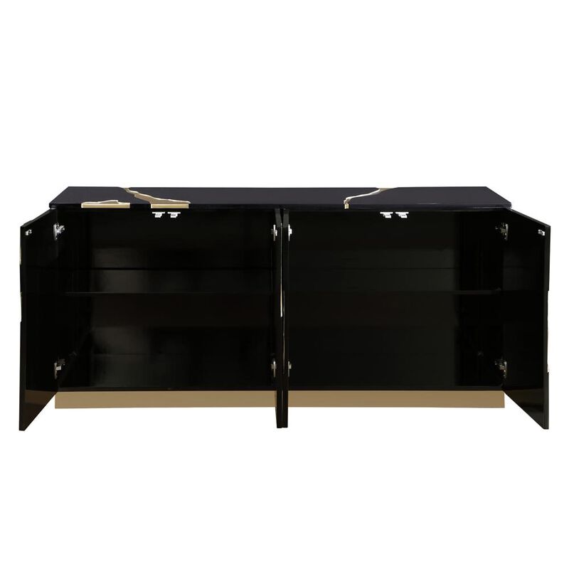 Best Master Furniture Domitianus Wood Sideboard with Gold Accents in Black