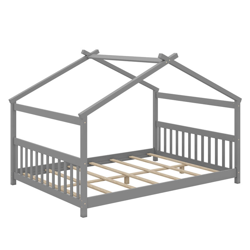 House Bed Frame with Headboard for Kids Bedroom image number 0