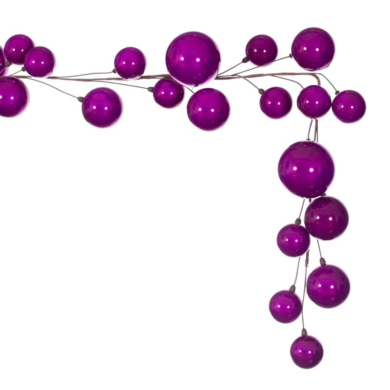 Vickerman 10' Fuchsia Pearl Branch Ball Wire Garland. image number 2