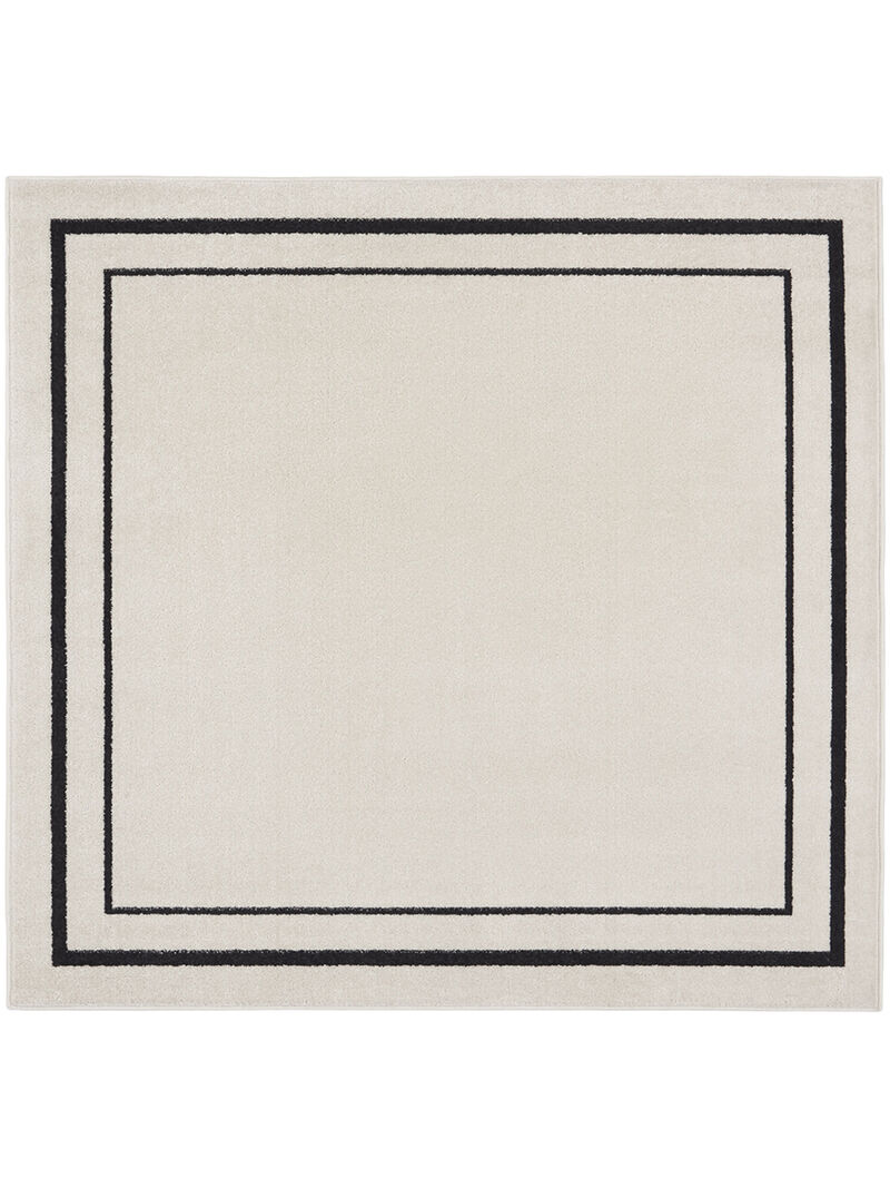 Nourison Essentials NRE02 Ivory/Black 5' x Square Rug