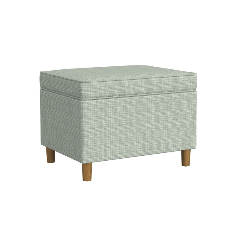 Fero Storage Ottoman, 24 Inch Rectangular Hinged Lid, Sage Green Woven