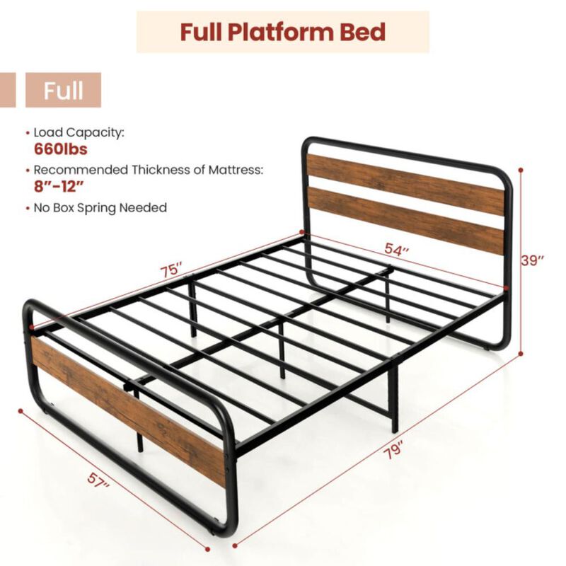 Hivvago Arc Platform Bed with Headboard and Footboard - Full Size