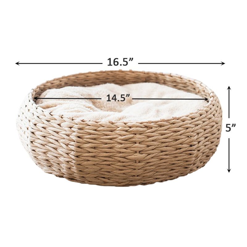 Petpals Paper Rope Wicker Design Round Cat Bed