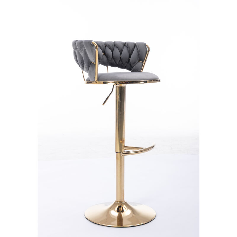 Set Of 2 Bar Stools, With Chrome Footrest And Base Swivel Height Adjustable Mechanical Lifting image number 0