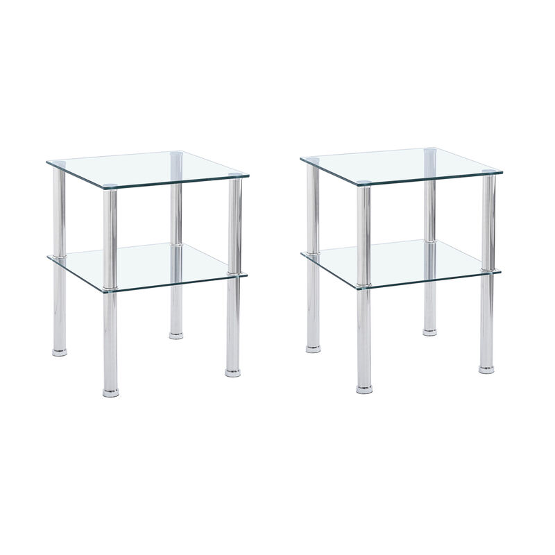 Clear side table & modern nightstand with storage shelf
