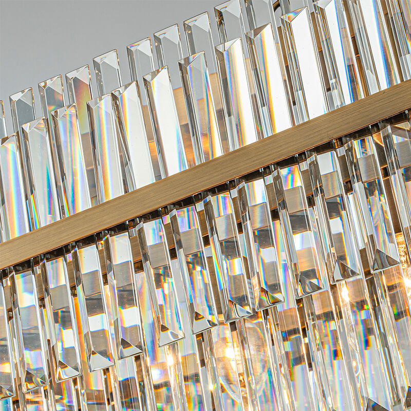 39" Two-Tier 7-Light Rectangular Aged Gold Contemporary Glam Crystal Chandelier image number 3