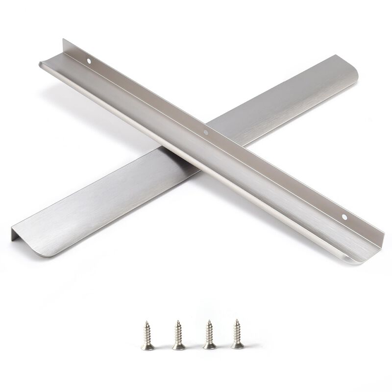 Satanga Brushed Nickel Pack of 5 Edge Finger Pulls for Cabinets Kitchen Long Invisible Hardware Concealed Aluminum Hidden Bar Pu