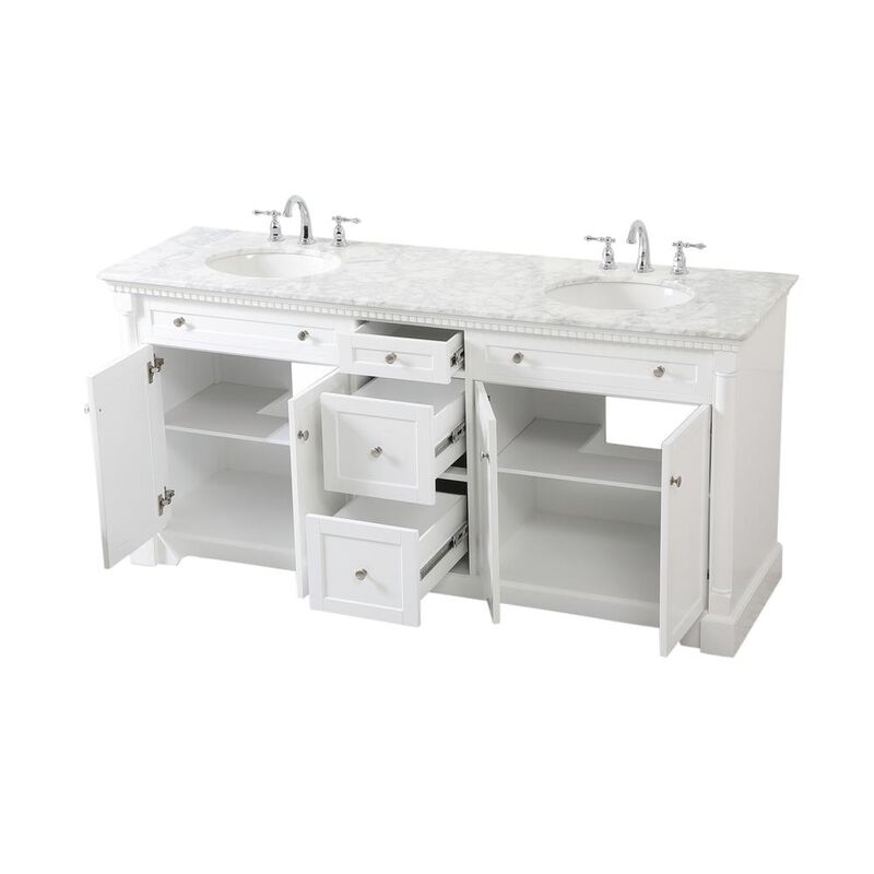 Elegant Kitchen and Bath 72 inch double bathroom vanity in White