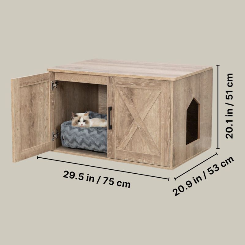 TRIXIE XL Farmhouse Litter Box Enclosure, Hidden Litter Box Cabinet or End Table image number 3