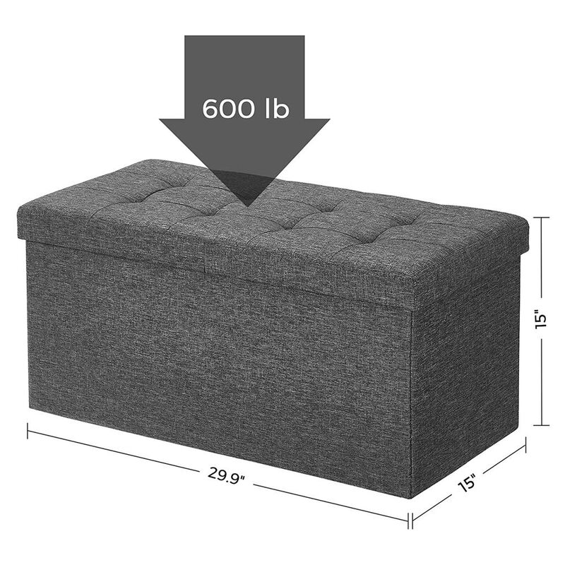 Foldable Ottoman with Storage Compartment – Soft-Top Organizer for Pillows, Toys, or Magazines