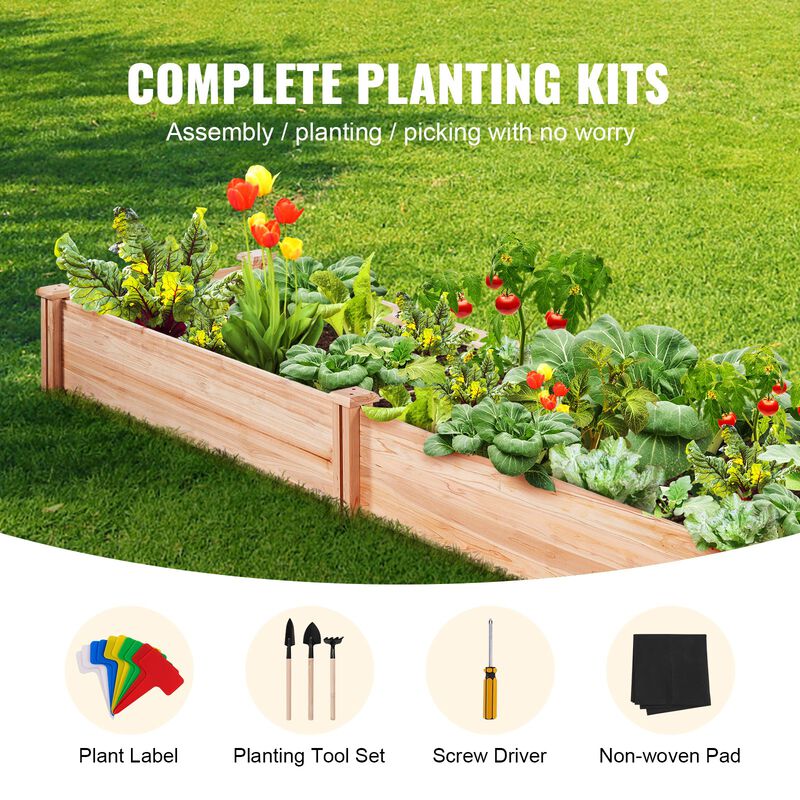 Wooden Raised Garden Bed for Vegetables, Herbs, and Flowers in Backyard or Patio