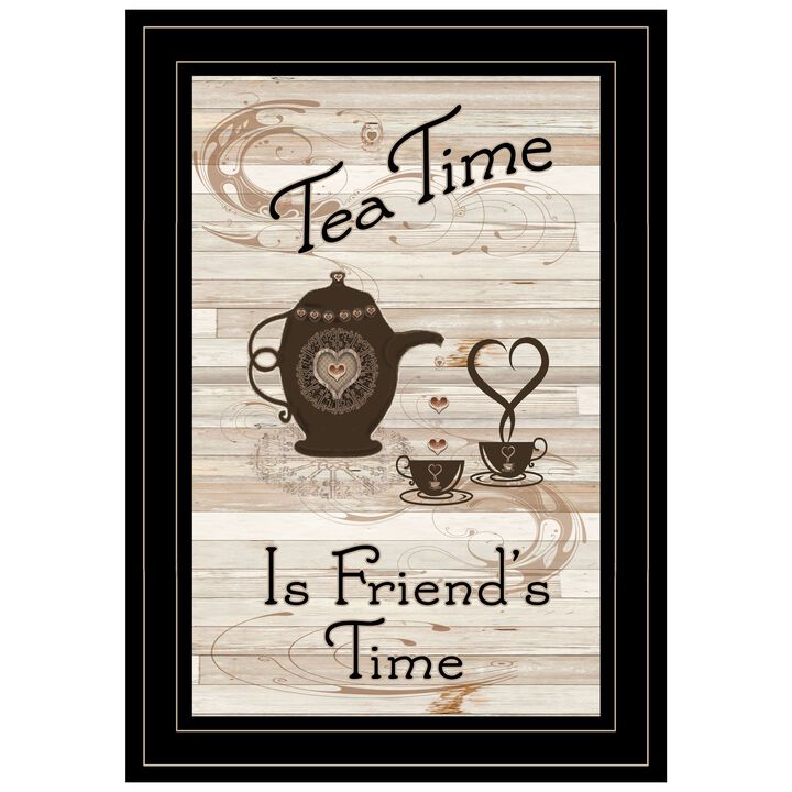 HomeRoots Tea Time is Friends Time 2 Black Framed Print Kitchen Wall Art