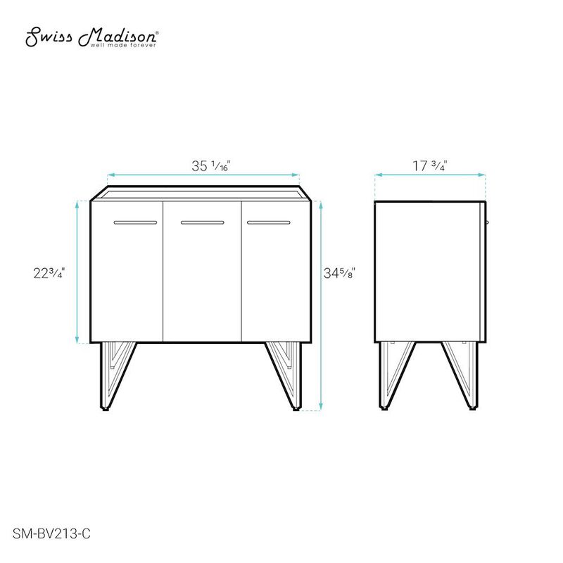 Annecy 36" Bathroom Vanity in White - Cabinet Only image number 5