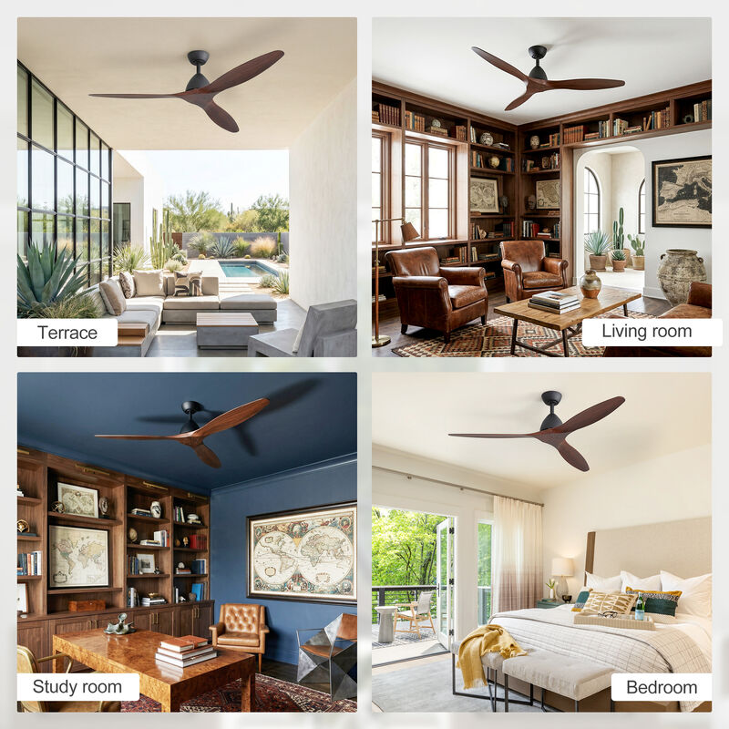 Breezary 56" Ceiling Fan No Light, 3 Blade, 6 Speed, Remote Control image number 5