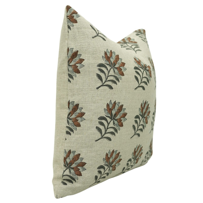 Fabdivine Artisan Linen Throw Brown Pillow Cover Boho Cushioncase with Floral Handblock Print for Sofa, Bed, Couch, Indoor D&eacute;cor, Shehnaaz image number 5