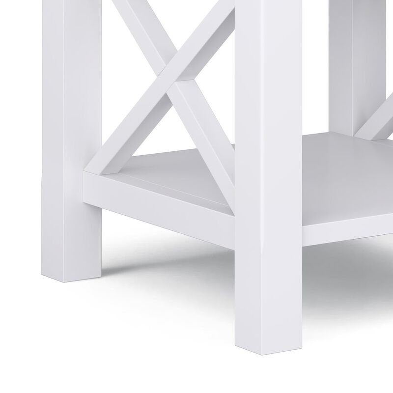 Simpli Home Kitchener Solid Wood End Table In White