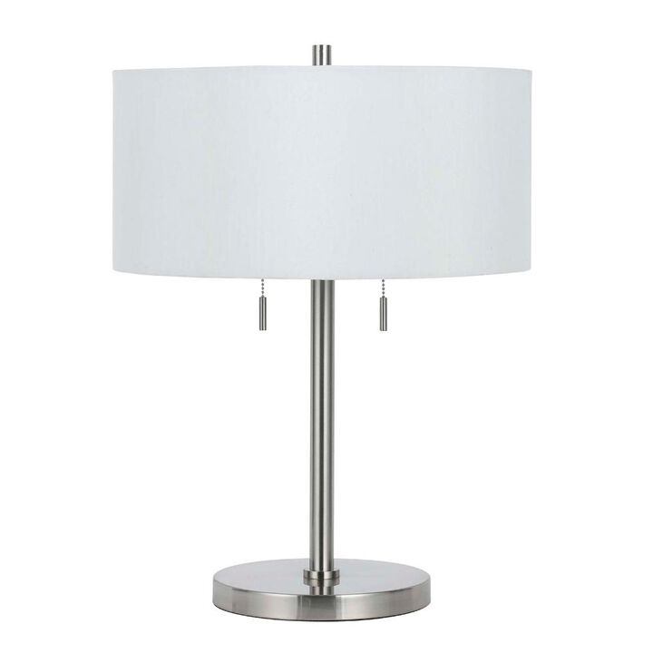 Hivvago 24" Nickel Metal Two Light Table Lamp With White Empire Shade