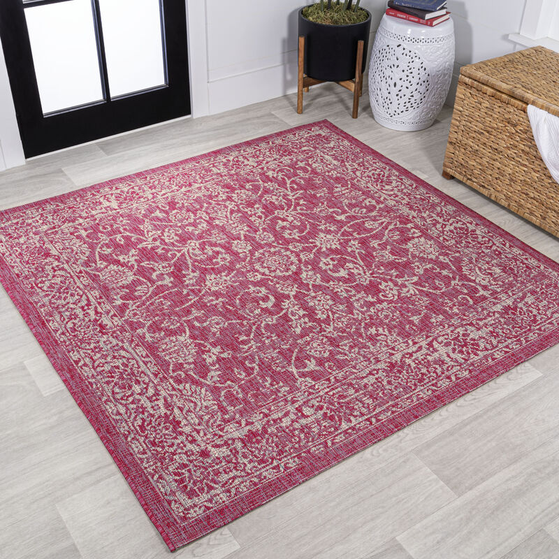 Tela Bohemian Textured Weave Floral Area Rug