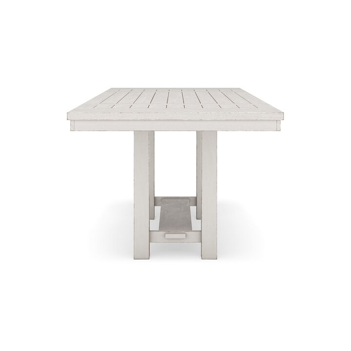 Fleur Counter Table with 2 Extension Leaves, White Wood, 62-86 Inch