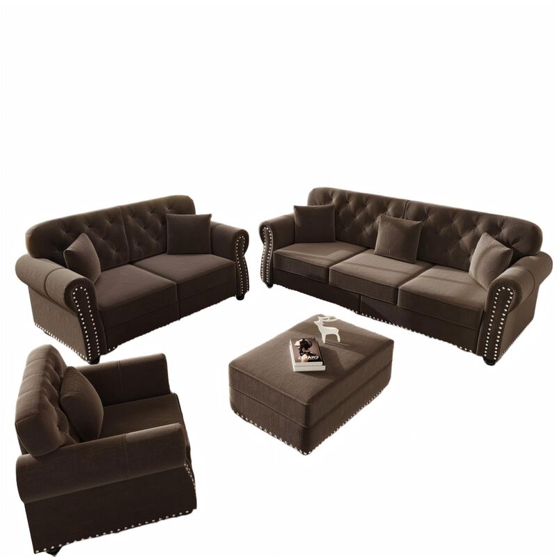 Rimhes Velvet Chesterfield Sofa Set image number 0