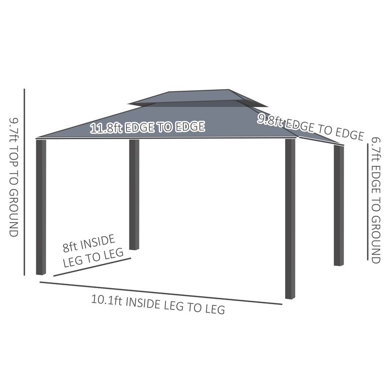 Black Alfresco Elegance: 10x12 Aluminum Hardtop Gazebo with Curtains