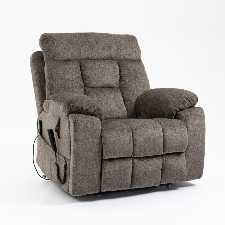 Electric Lift Recliner Chair with Heating and Massage, Power Lift Sofa Chair with 2 Cup Holders, Storage Pocket, 2 remote controls
