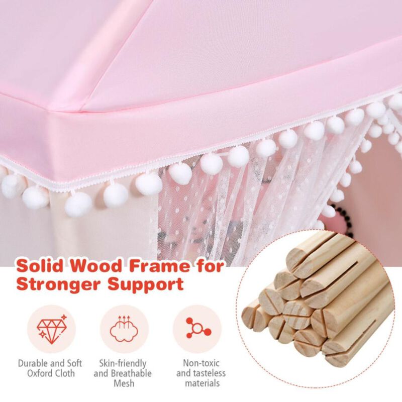 Hivvago Kids Play Tent Large Playhouse Children Play Castle Fairy Tent Gift with Mat