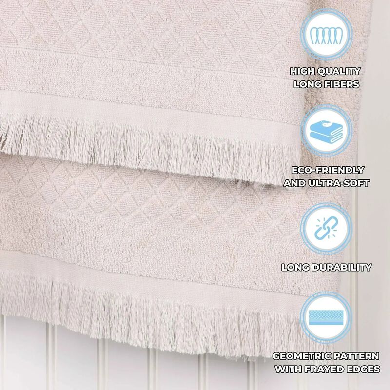 Absorbent Cotton Hand Towels Set of 6 with Geometric Jacquard Design image number 3