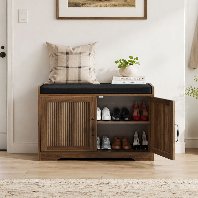 Dempal entryway shoe storage bench image number 6