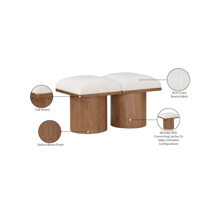 Meridian Furniture Pavilion Cream Boucle Fabric Bench