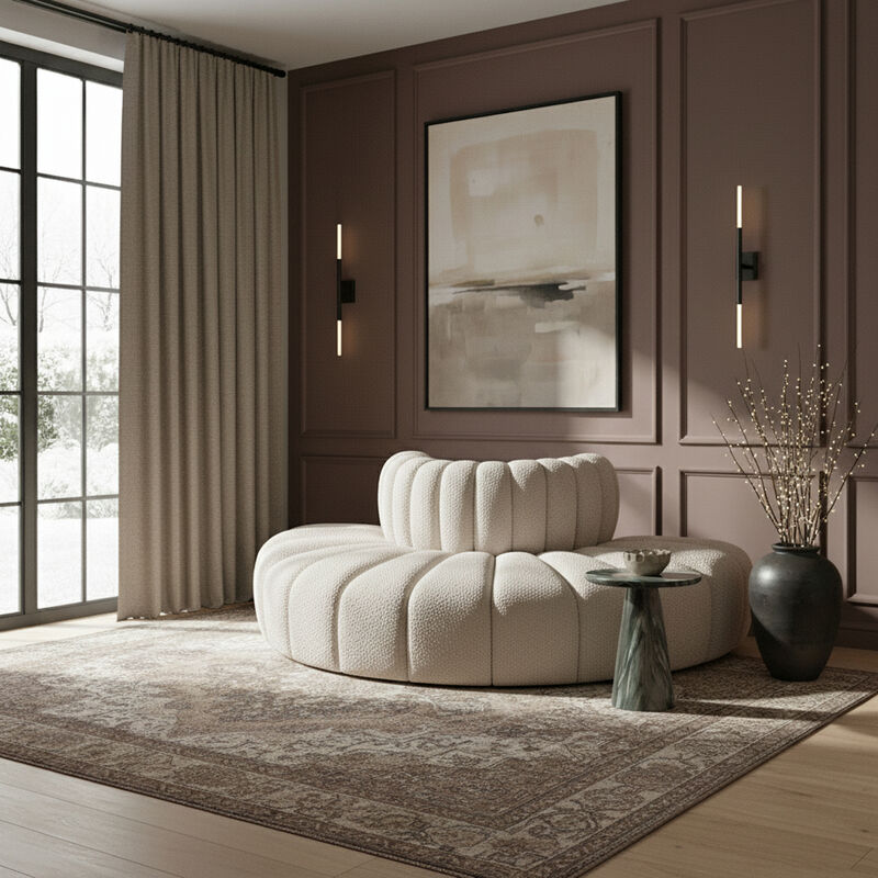 Meridian Furniture Arc Cream Boucle Fabric Modular Sofa