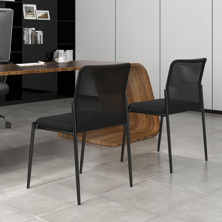 2-Piece Waiting Room Guest Chairs with Ergonomic Mesh Backrest