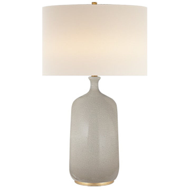 Culloden Table Lamp in Bone Craquelure with Linen sahde