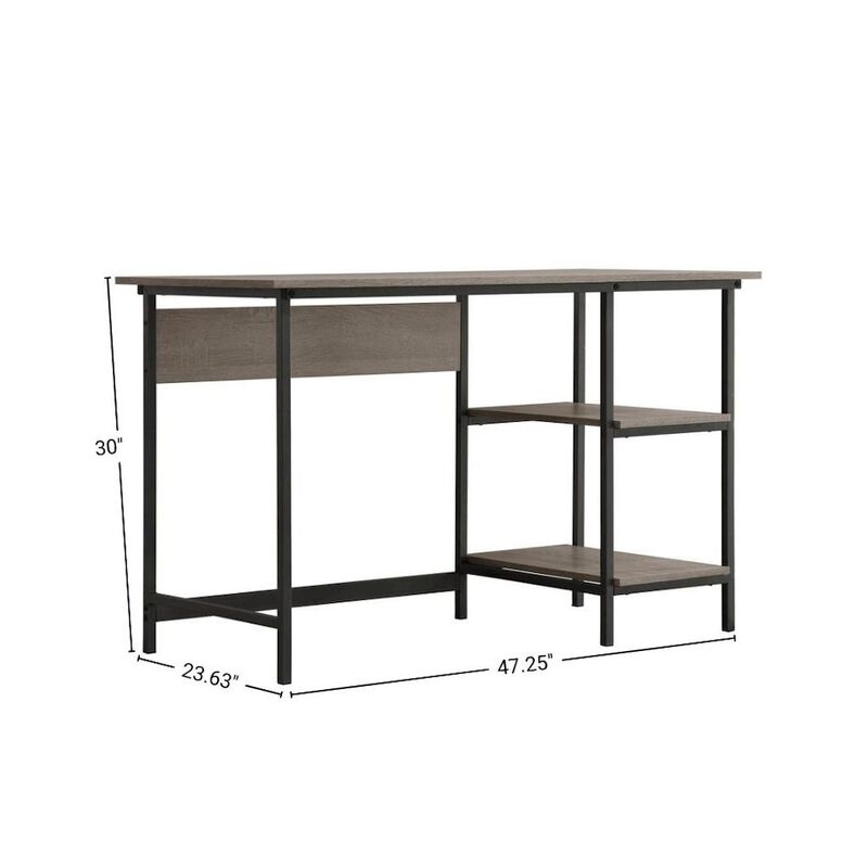 Gray Wood Desk with Storage &ndash; Compact Computer Desk and Work Table image number 4