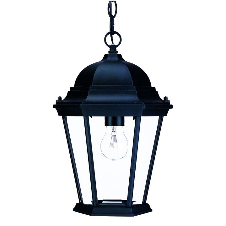 Hivvago Black Lantern Beveled Metal Dimmable Chandelier With Clear Shades