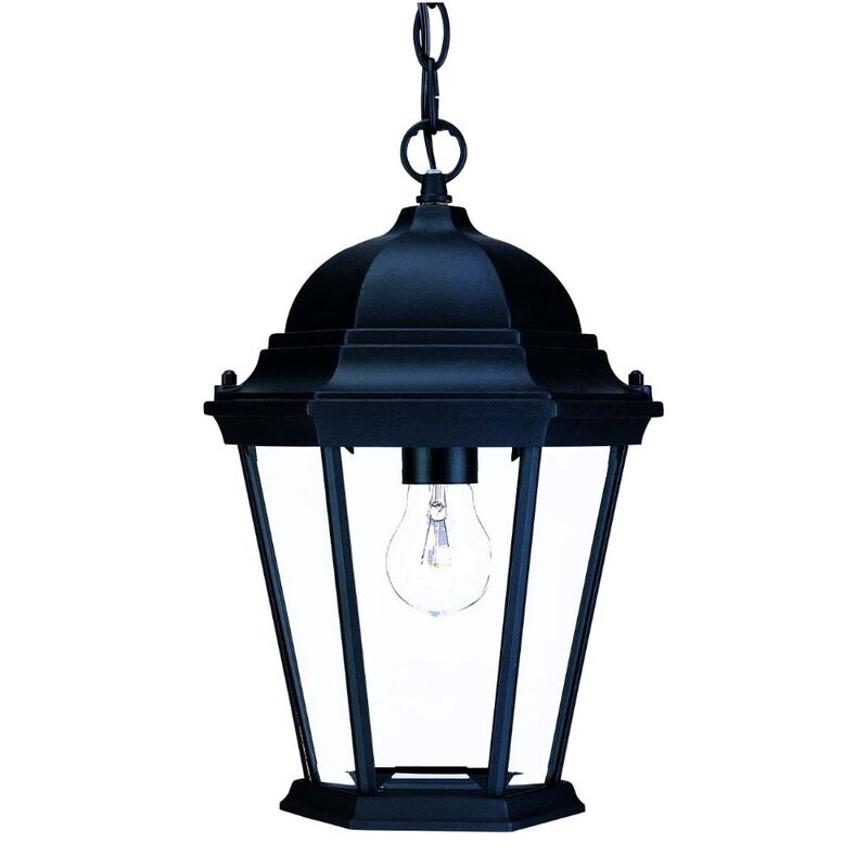 Hivvago Black Lantern Beveled Metal Dimmable Chandelier With Clear Shades