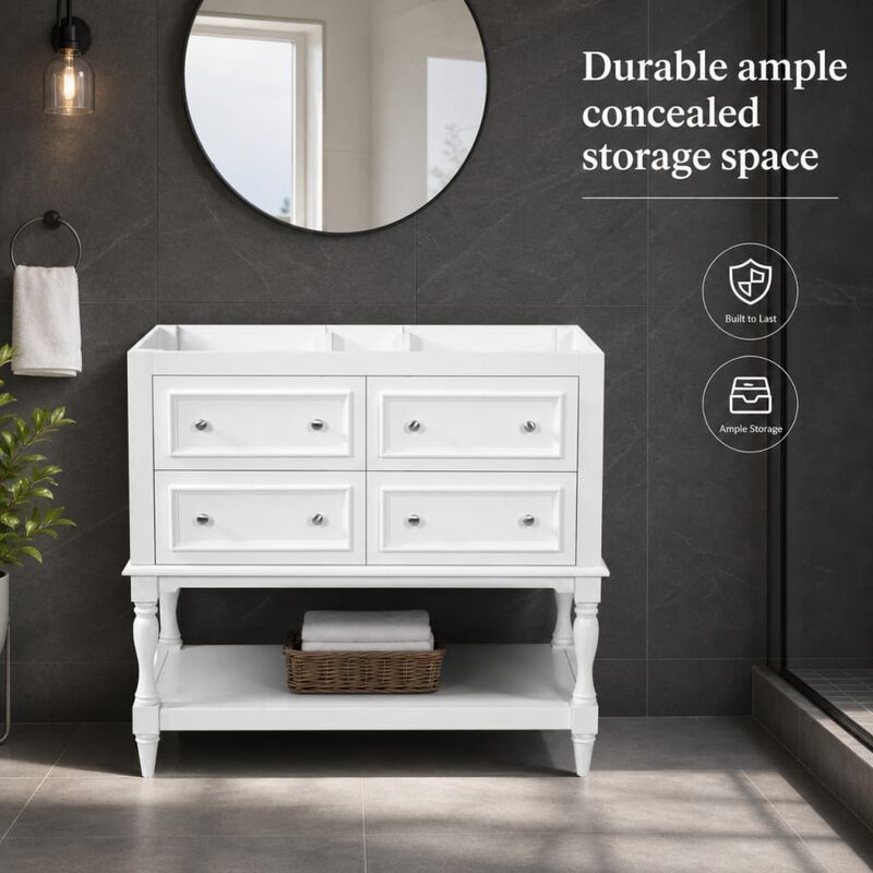 ELEMENT ACE Free Standing 36-Inch Bathroom Vanity Cabinet with 4 Drawers, Solid Wood Frame, MDF Build for Bathroom Storage image number 4