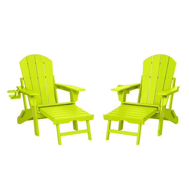 WestinTrends Folding Adjustable Adirondack Chair with Retractable Ottoman and Cup Holder (Set of 2) image number 0