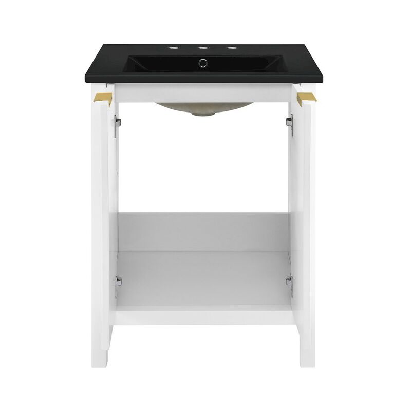 Bastille 24 in. White Bathroom Vanity with 3-Hole Ceramic Sink Top image number 8