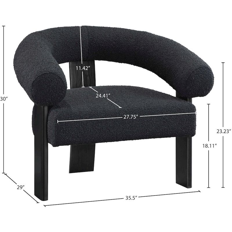 Meridian Furniture Winston Black Boucle Fabric Accent Chair