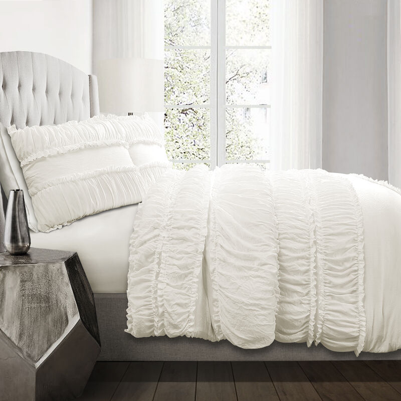 Nova Ruffle Comforter White 3Pc Set King image number 1
