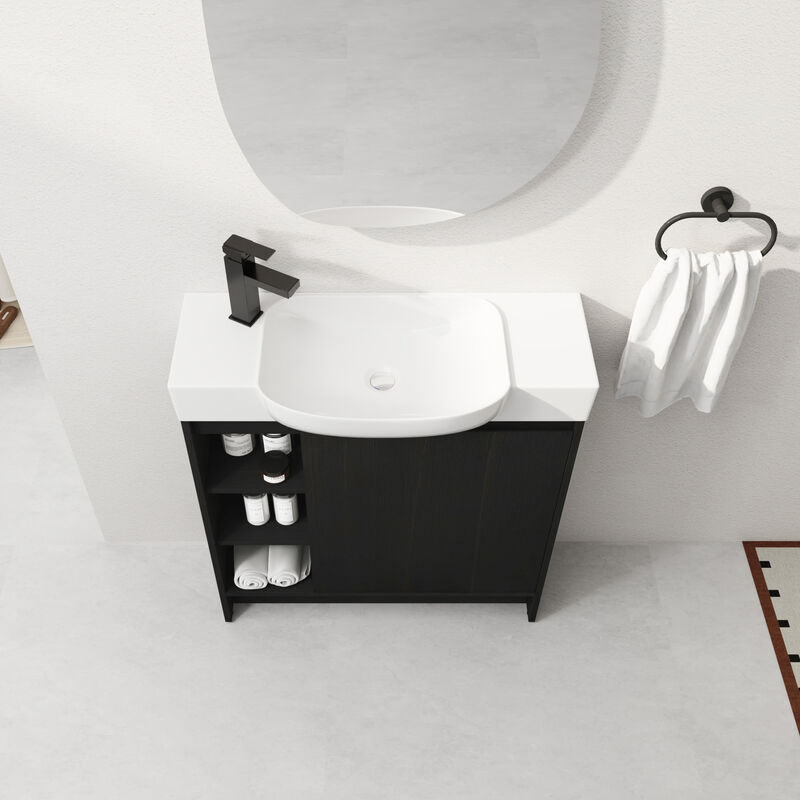 ELEMENT ACE Freestanding Bathroom Vanity with Ceramic Sink and Soft-Close Doors image number 5