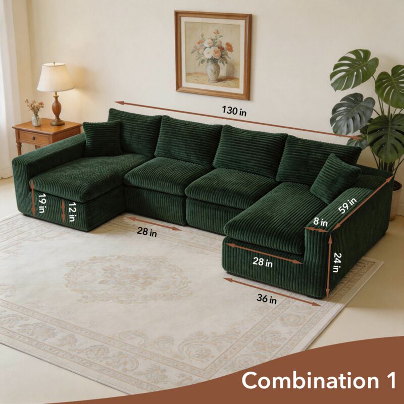 Nespfe Modular U-Shaped Compressed Sectional Sofa image number 9