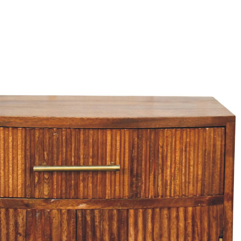 Artisan Furniture Solid Wood Milan Fluted Bedside Cabinet, Brown image number 4