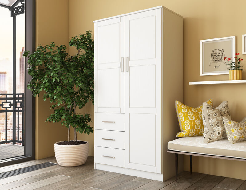 100% Solid Wood Metro 2-Door Wardrobe