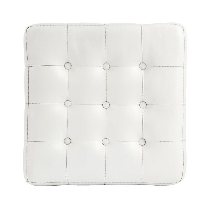Butler Specialty Leon Leather Cube Ottoman, White