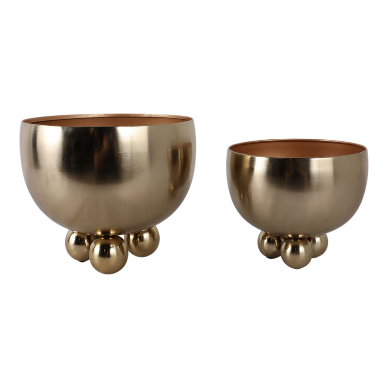 Gold Bowl Planter with Ball Feet (Set of 2)